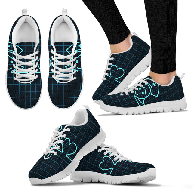 Nurse Face / Heart / EKG Sneakers - Nurse Kicks - Nurse Shoes 