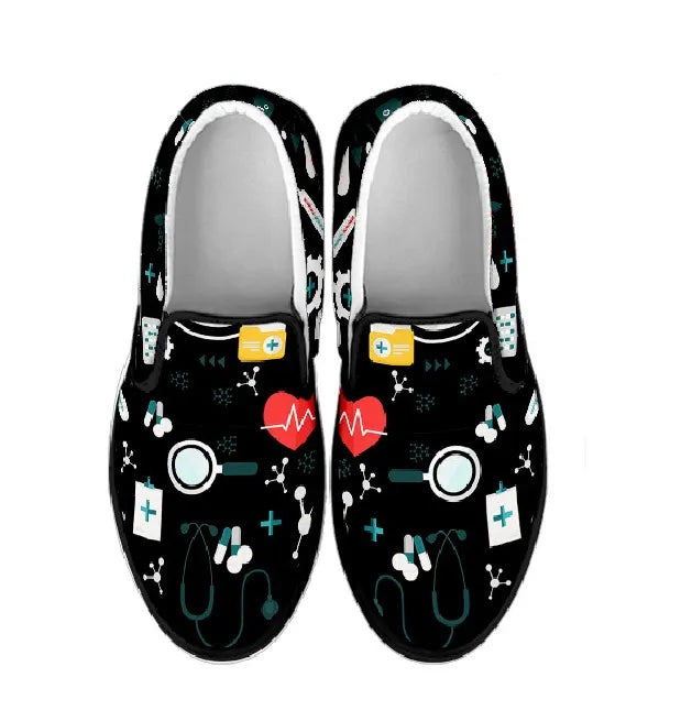 Black Nurse Slip On Sneakers