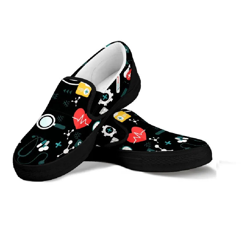 Black Nurse Slip On Sneakers