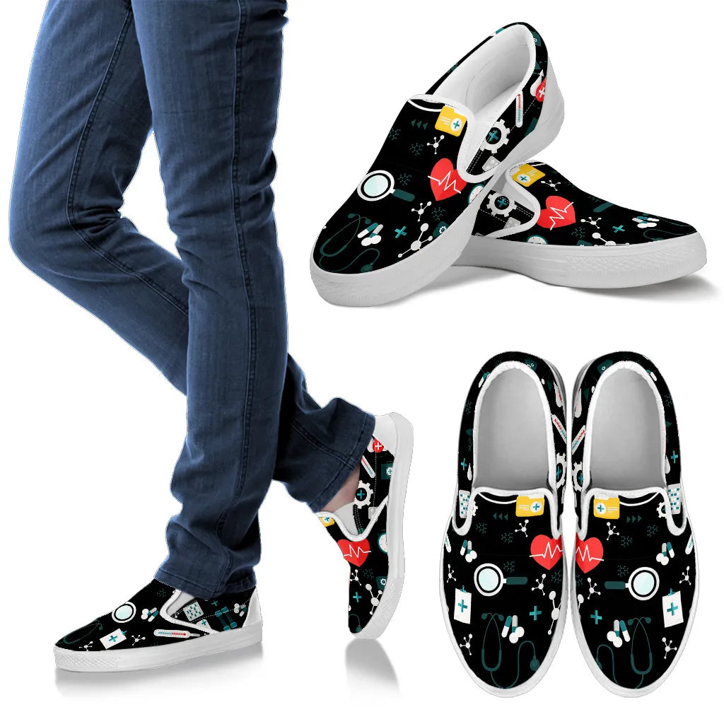 Black Nurse Slip On Sneakers
