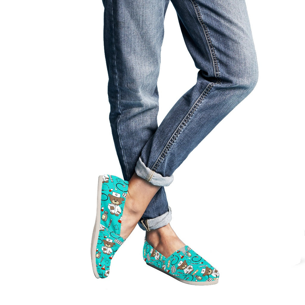 Friendly Bear Baby Blue Canvas Flats