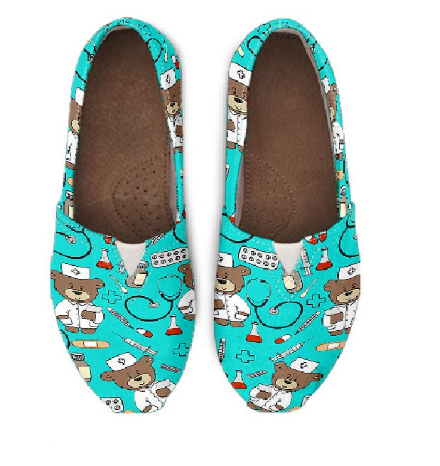 Friendly Bear Baby Blue Canvas Flats