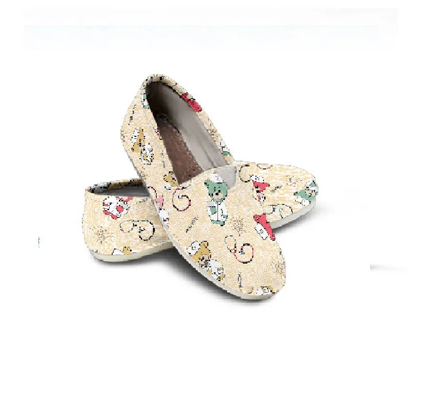 Friendly Bear Beige Canvas Nurse Flats