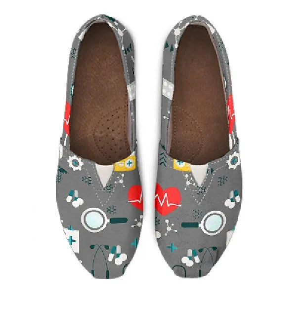 Gray Canvas Nurse Flats