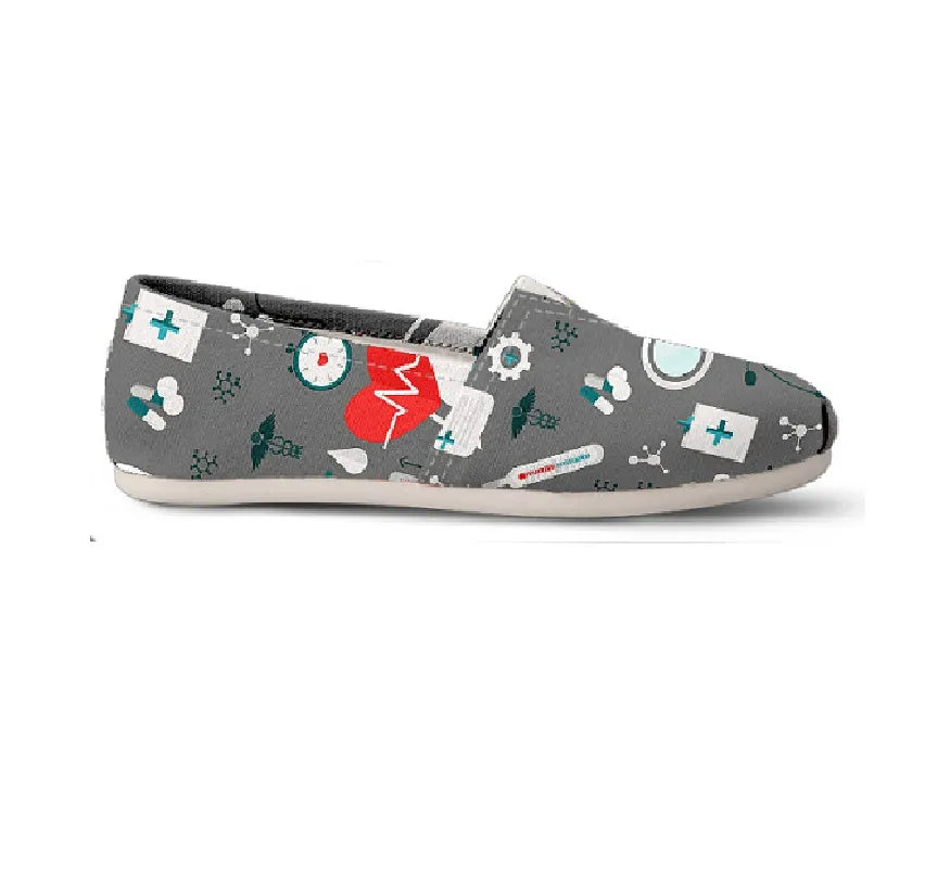 Gray Canvas Nurse Flats