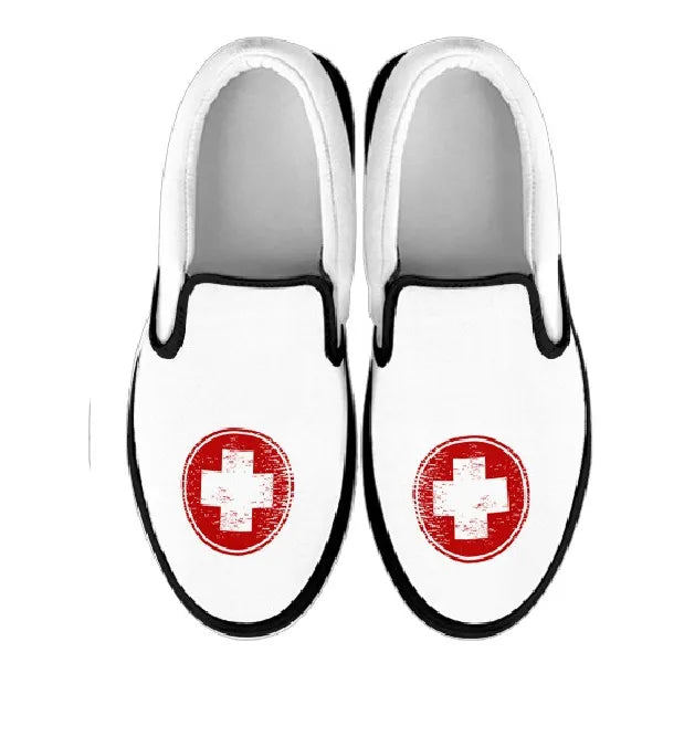 Medical Symbol Slip Ons Nurse Sneakers
