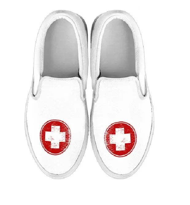 Medical Symbol Slip Ons Nurse Sneakers