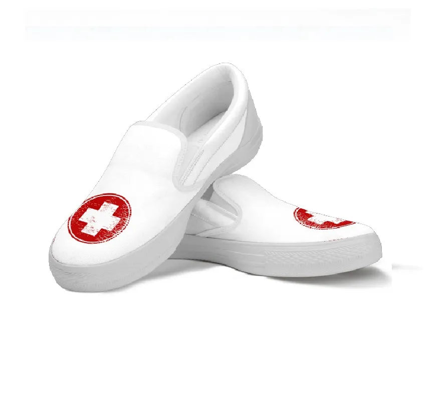 Medical Symbol Slip Ons Krankenschwester Turnschuhe