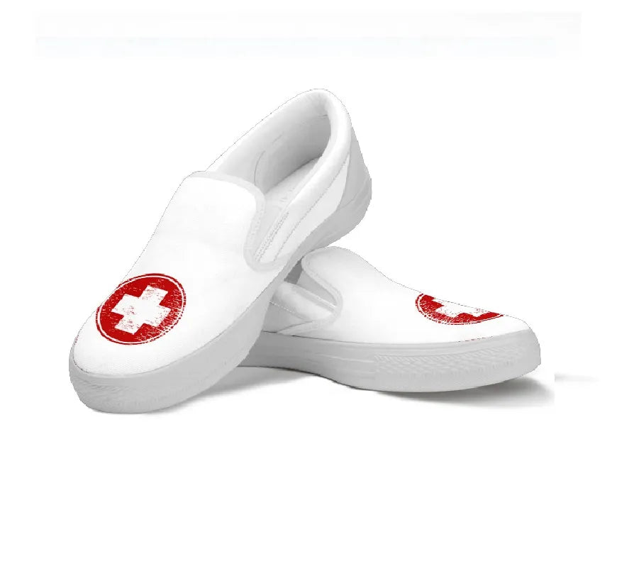 Medical Symbol Slip Ons Nurse Sneakers