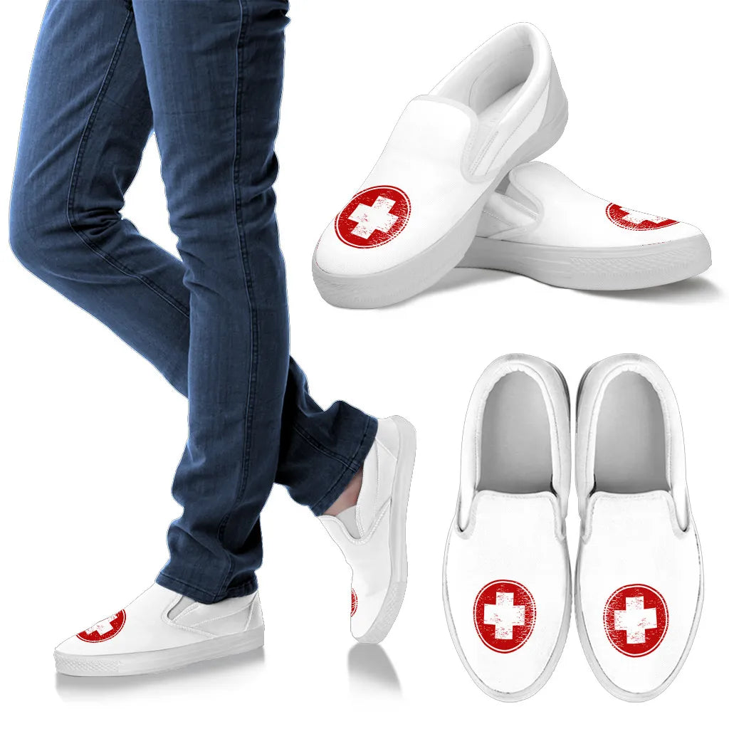 Medical Symbol Slip Ons Nurse Sneakers