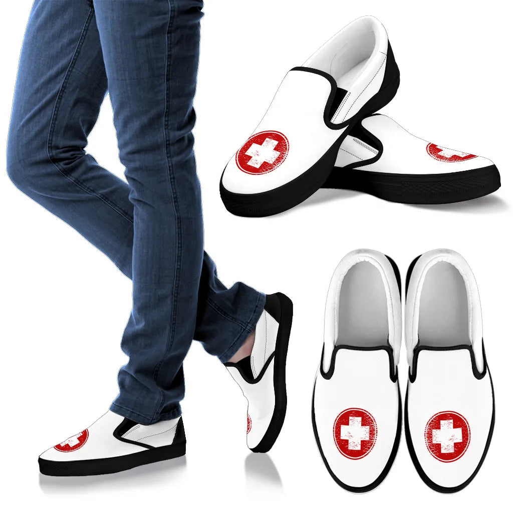 Medical Symbol Slip Ons Nurse Sneakers
