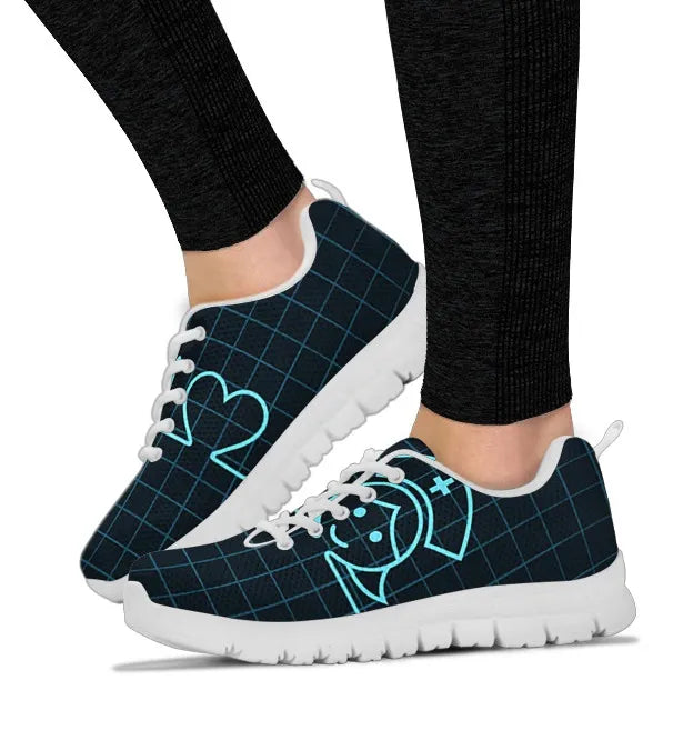 Black Mesh Nurse Sneakers With Picture of Nurse