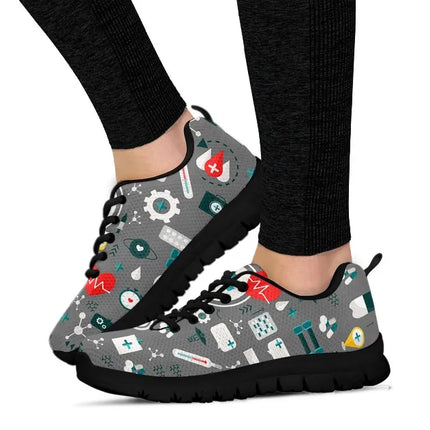 Sneakers da infermiera grigie in rete da donna 8