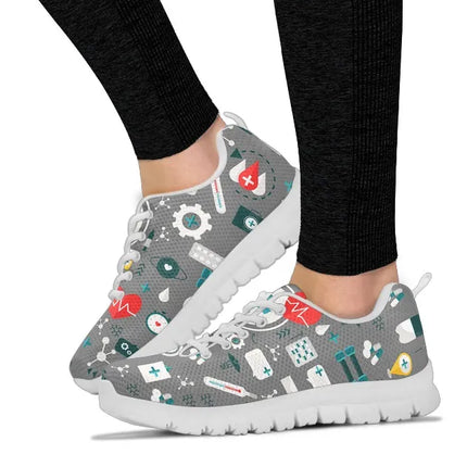 Sneakers da infermiera grigie in rete da donna 8