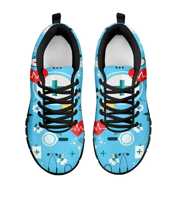 Ladies Light Blue Mesh Nurse Sneakers 8