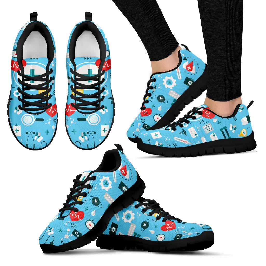 Ladies Light Blue Mesh Nurse Sneakers 8
