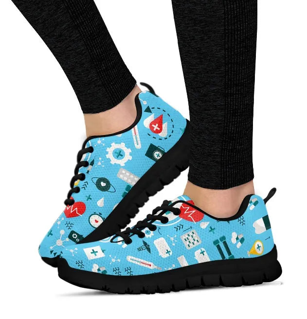 Ladies Light Blue Mesh Nurse Sneakers 8