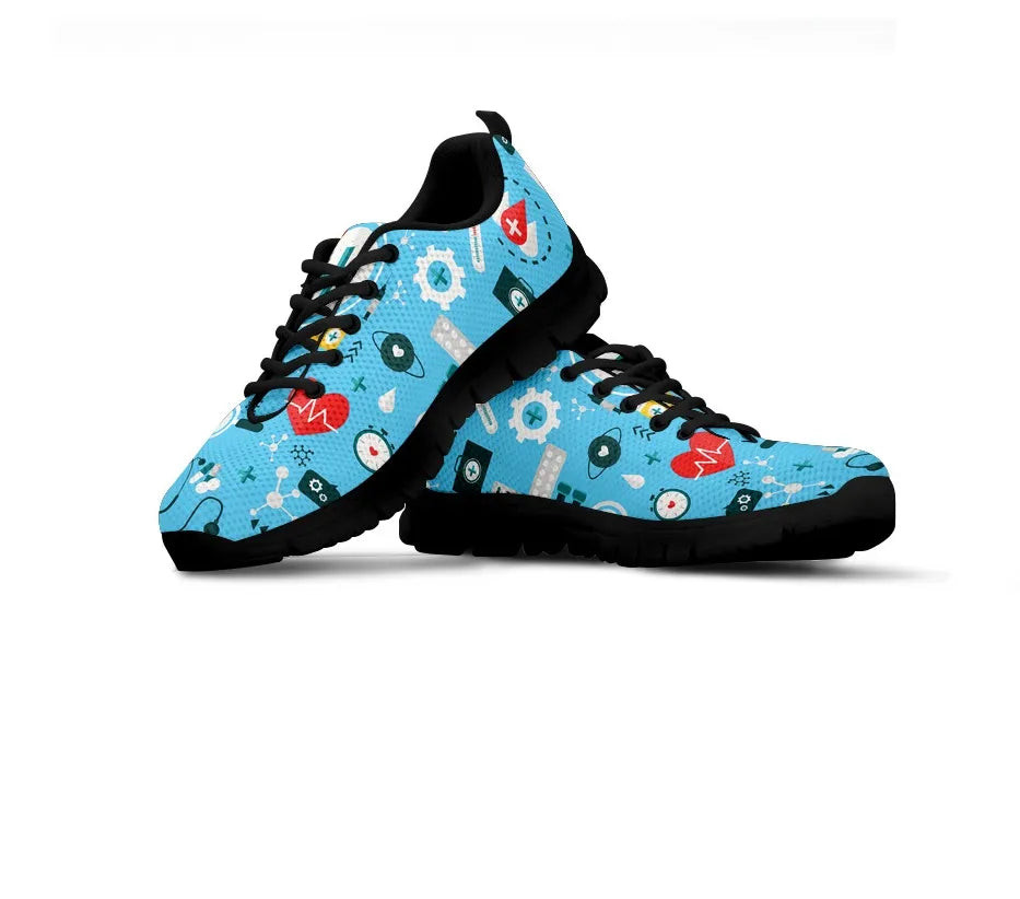 Ladies Light Blue Mesh Nurse Sneakers 8