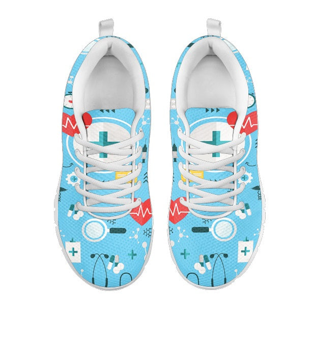 Ladies Light Blue Mesh Nurse Sneakers 8