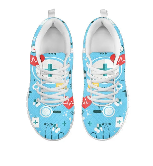 Ladies Light Blue Mesh Nurse Sneakers 8