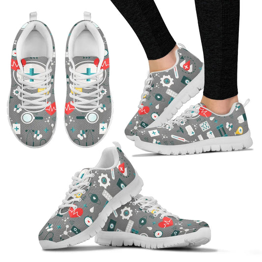 Ladies Gray Mesh Nurse Sneakers 8