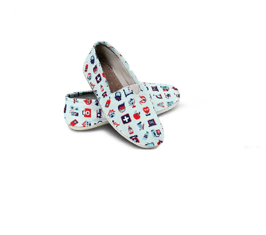 Pale Blue Canvas Nurse Flats