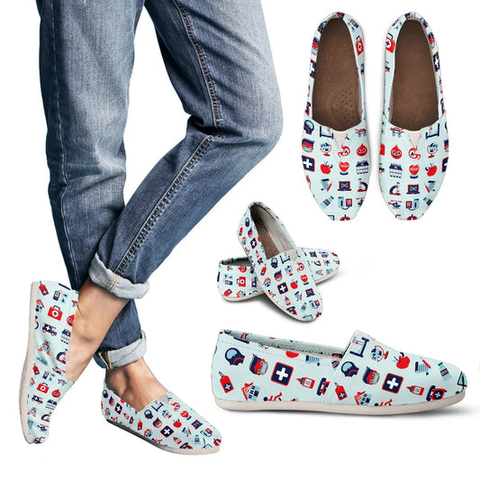 Pale Blue Canvas Nurse Flats