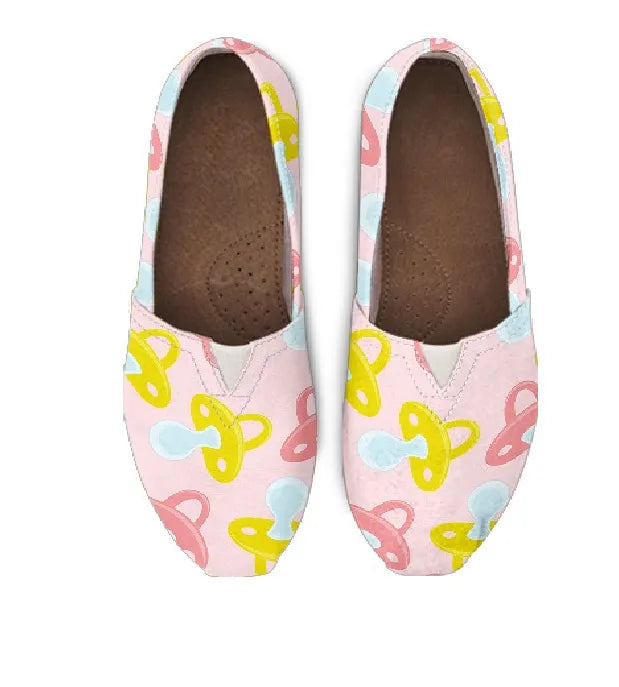 Light Pink Canvas Flats 13 With Pacifier Symbol