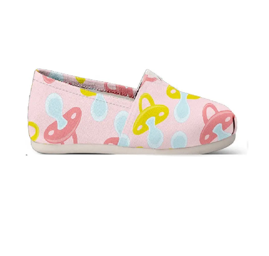 Light Pink Canvas Flats 13 With Pacifier Symbol