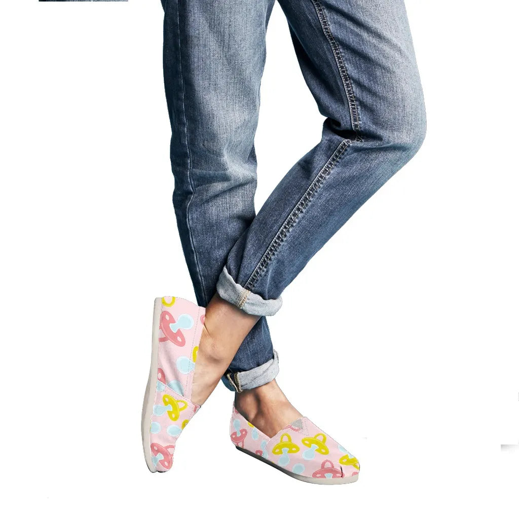 Light Pink Canvas Flats 13 With Pacifier Symbol