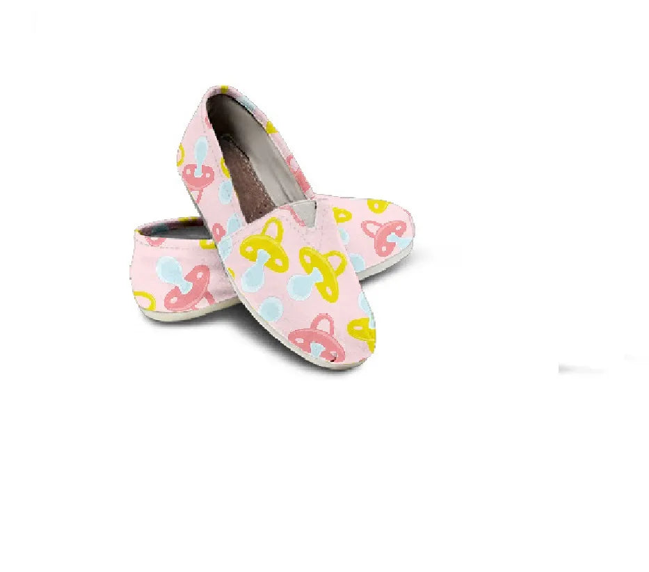 Light Pink Canvas Flats 13 With Pacifier Symbol