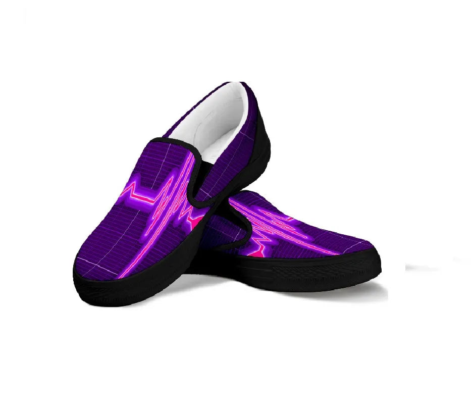 Purple Nurse Cardiogram Slip On Sneakers