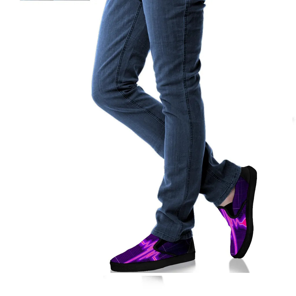 Purple Nurse Cardiogram Slip On Sneakers