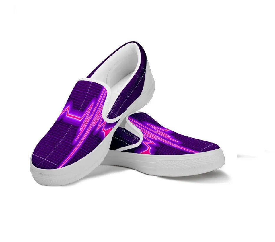 Purple Nurse Cardiogram Slip On Sneakers