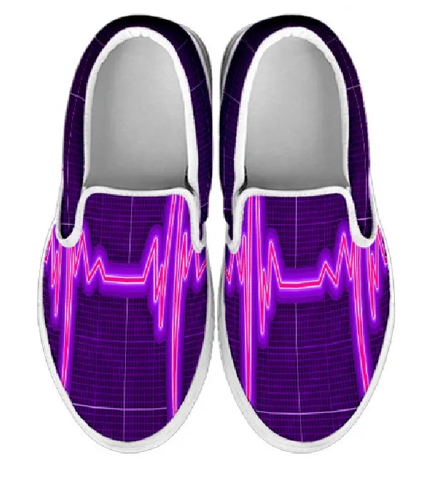 Purple Nurse Cardiogram Slip On Sneakers