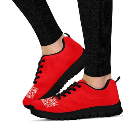 Sneakers da donna rosse da infermiera con croce bianca