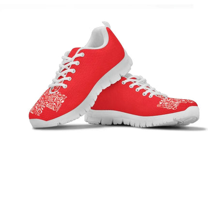 Sneakers da donna rosse da infermiera con croce bianca