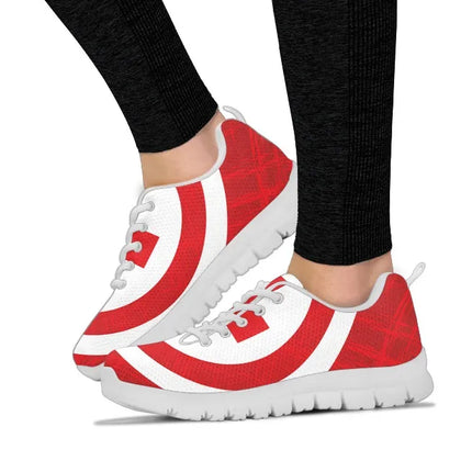 Damskie odważne czerwone sneakersy z siateczką i krzyżem