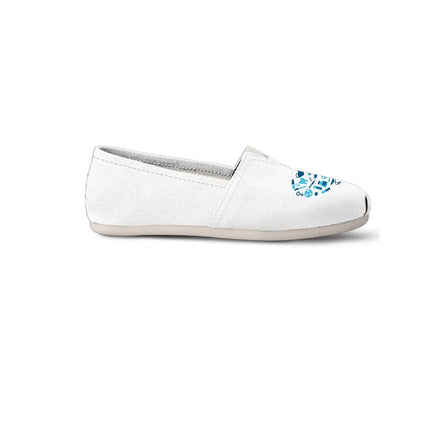 Witte canvas verpleegstersschoenen met lichtblauw hart