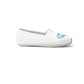 White Canvas Nurse Flats With Light Blue Heart
