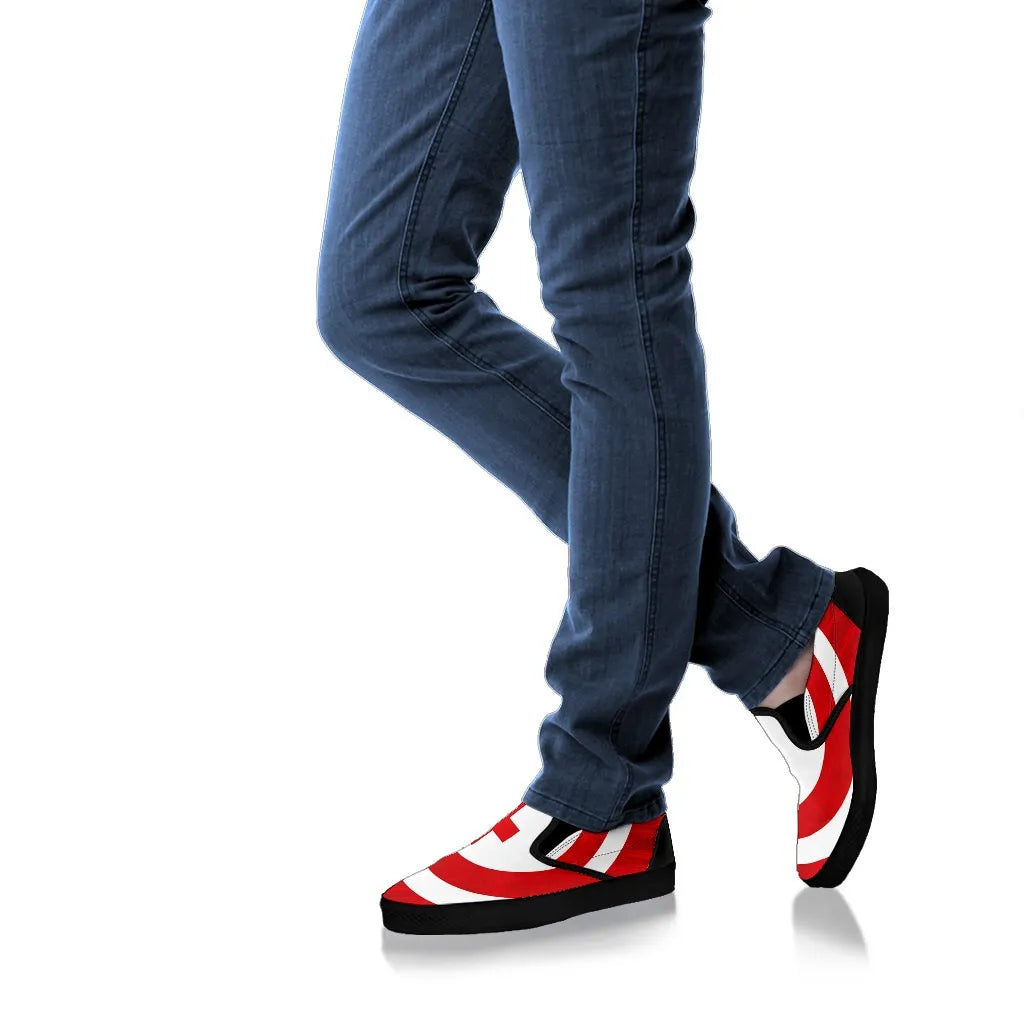 Women's Bold Red Cross Canvas Slips On Sneakers