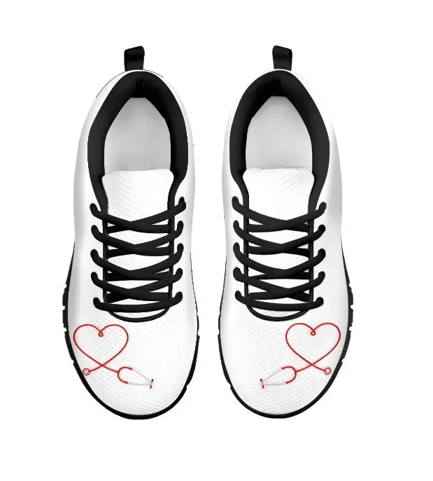 White Nurse Sneakers With Red Heart