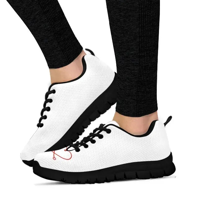 White sneakers top red heart