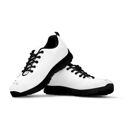 Białe sneakersy pielęgniarskie z czerwonym sercem