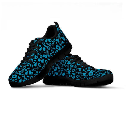 Sneakers da donna nere in mesh con grafiche mediche
