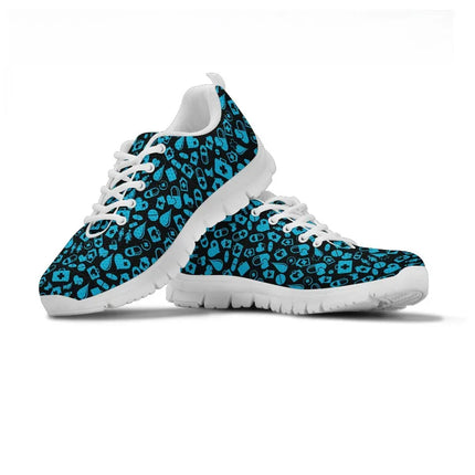 Sneakers da donna nere in mesh con grafiche mediche