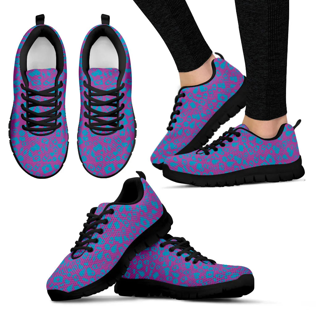 Women's Purple Mesh Nurse Sneakers With Medical Graphics