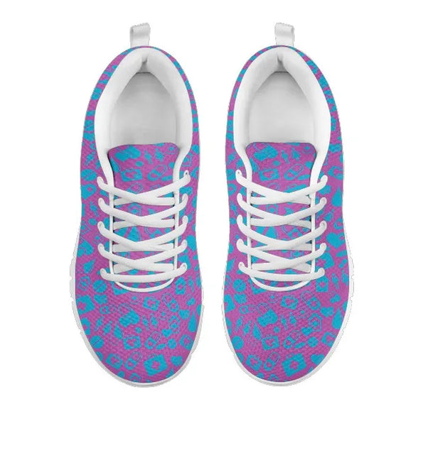 Sneakers da donna viola in mesh con grafiche mediche