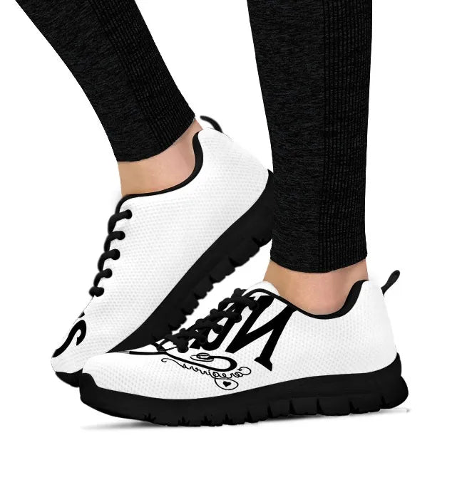 Women's White Nurse Sneakers With Nurse Logo