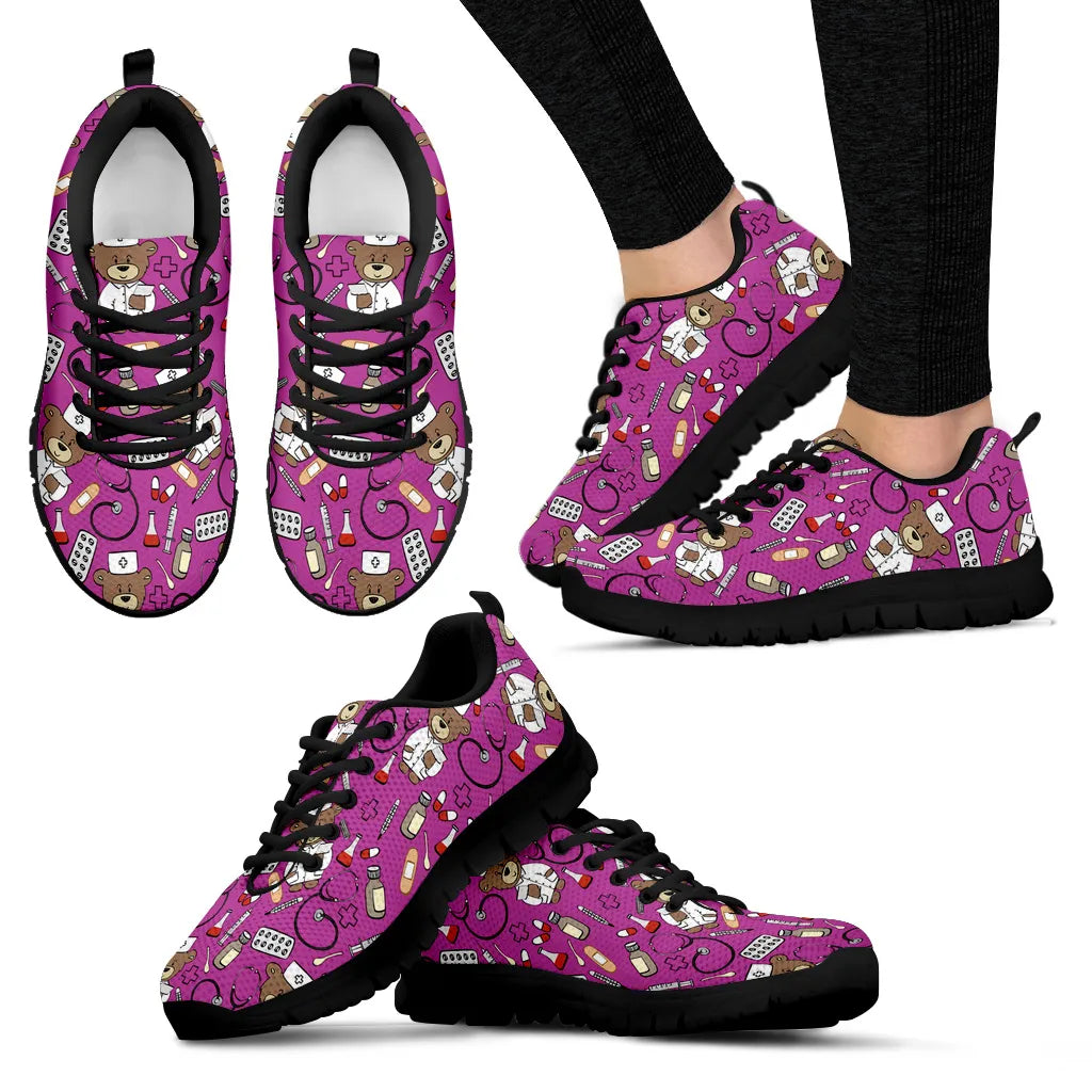 Bear Mesh Nurse Sneakers Fuchsia